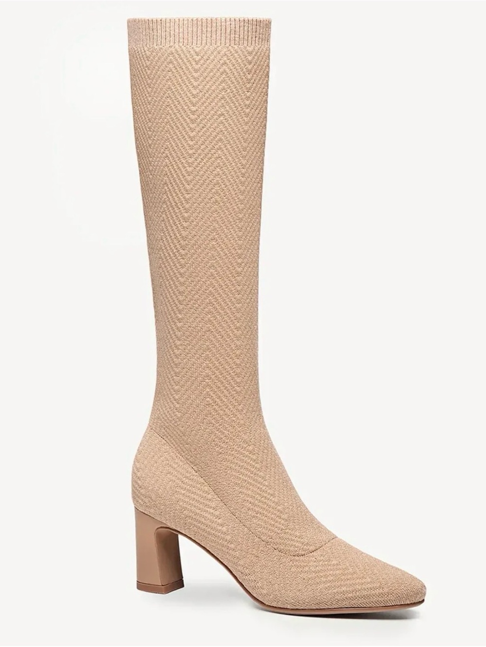 NWT: Cute Block Heel Boot in Light Beige